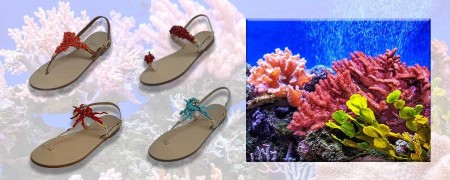 sandali capresi fatti a mano con inserti in pasta di corallo